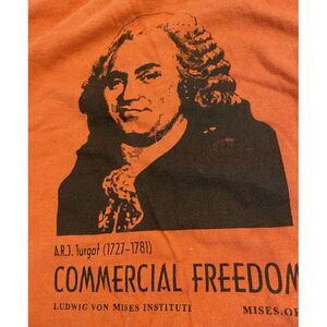 Hanes Beefy T Commercial Freedom ARJ Turgot  Orange Graphic Tee‎ Men's Size XL